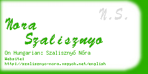 nora szalisznyo business card