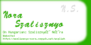 nora szalisznyo business card